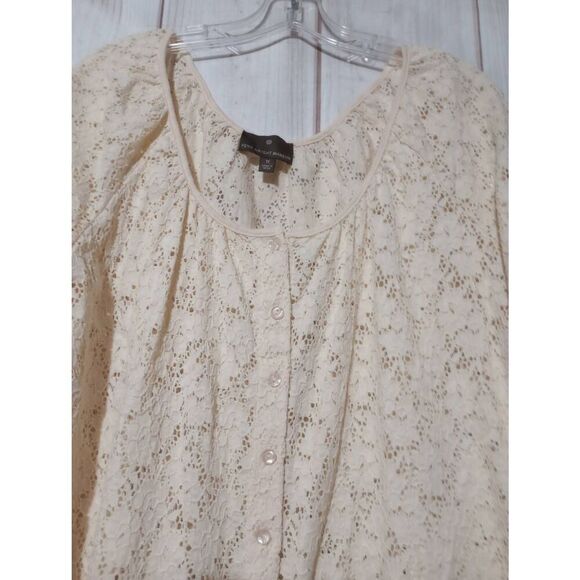 Fenn Wright Manson Shirt Ladies 1x Ivory Lace Button Front - Picture 3 of 7